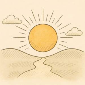 A sun at the end of a path